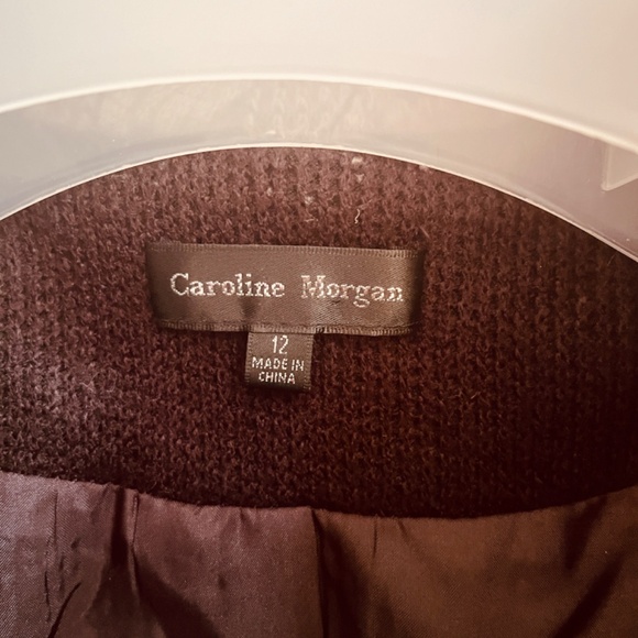 Caroline Morgan Wrap Black One Button Cardigan Jacket Size 12 Gray DoubleCollar - Picture 2 of 11